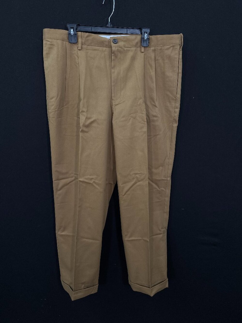Lands' End Men's Pleated Comfort Waist Chinos Brown 40x30 Cuffed NWOT